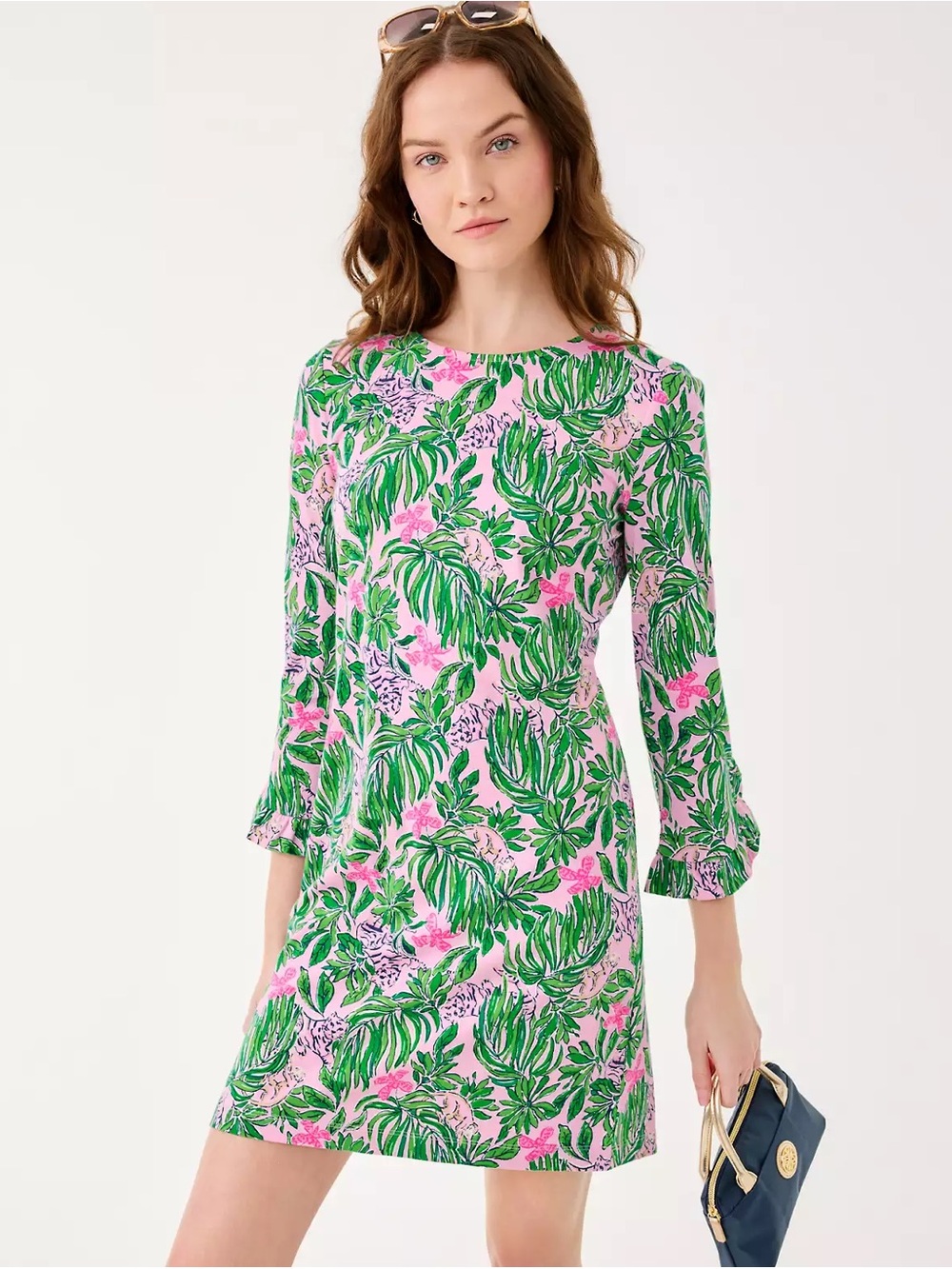 NWT Lilly Pulitzer Nichole 3/4 Sleeve Pink print Dress in size Large